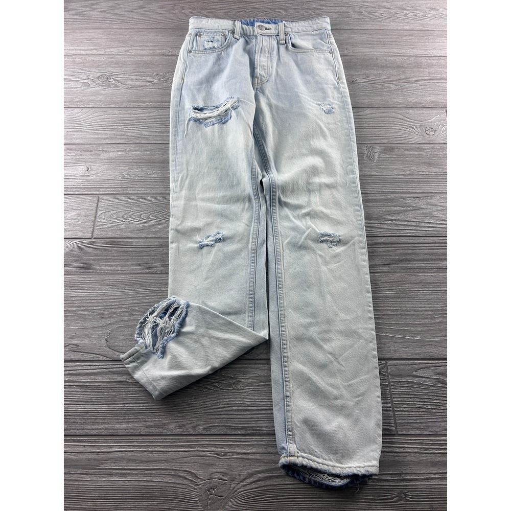 Rag & Bone Raven High Rise Wide Leg Distressed Jeans Light Wash Size 26